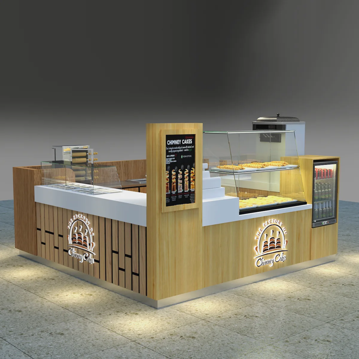 Bakery Kiosk | Custom Pastry Bread Kiosk For Sale – Wooden Bakery Kiosk for Mall Food Court image 1