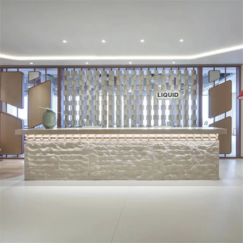Wabi-Sabi Stone-Texture Art Reception Desk | Custom for Modern Offices & Hotel Lobbies
