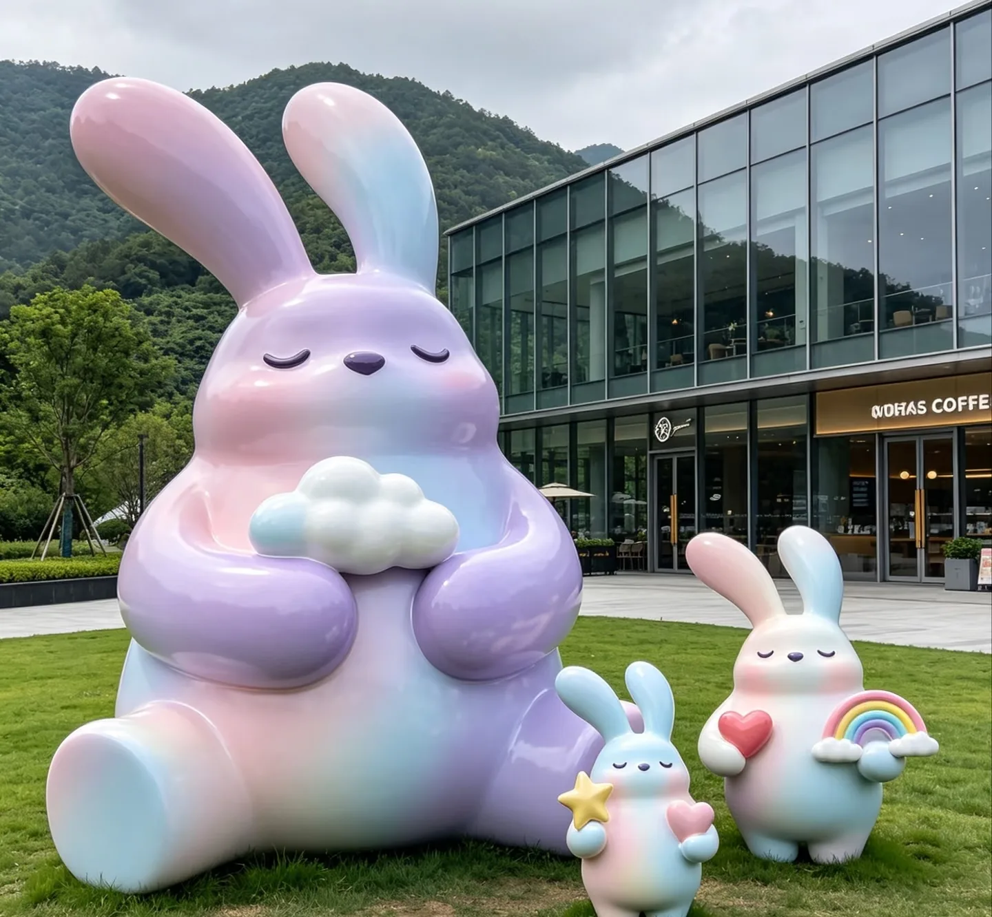 Large Rabbits Bunny Sculptures For Garden | Fiberglass – custom retail display image 39