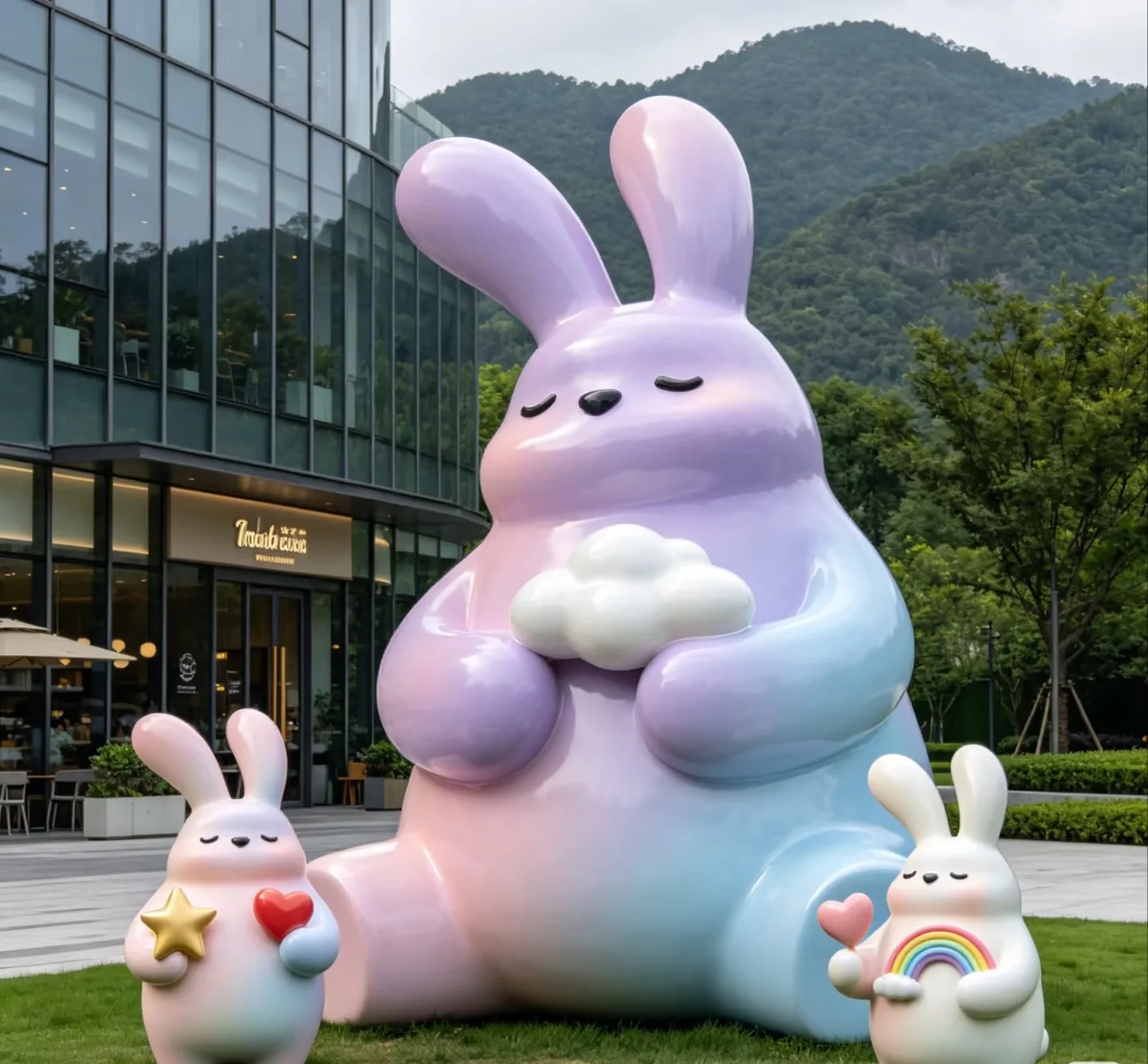 Large Rabbits Bunny Sculptures For Garden | Fiberglass – custom retail display image 38