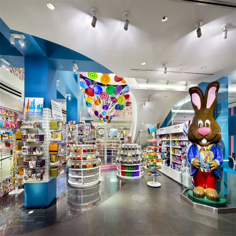 Dreamy Colorful Candy Store Design Candy Display Stand With Flower Props