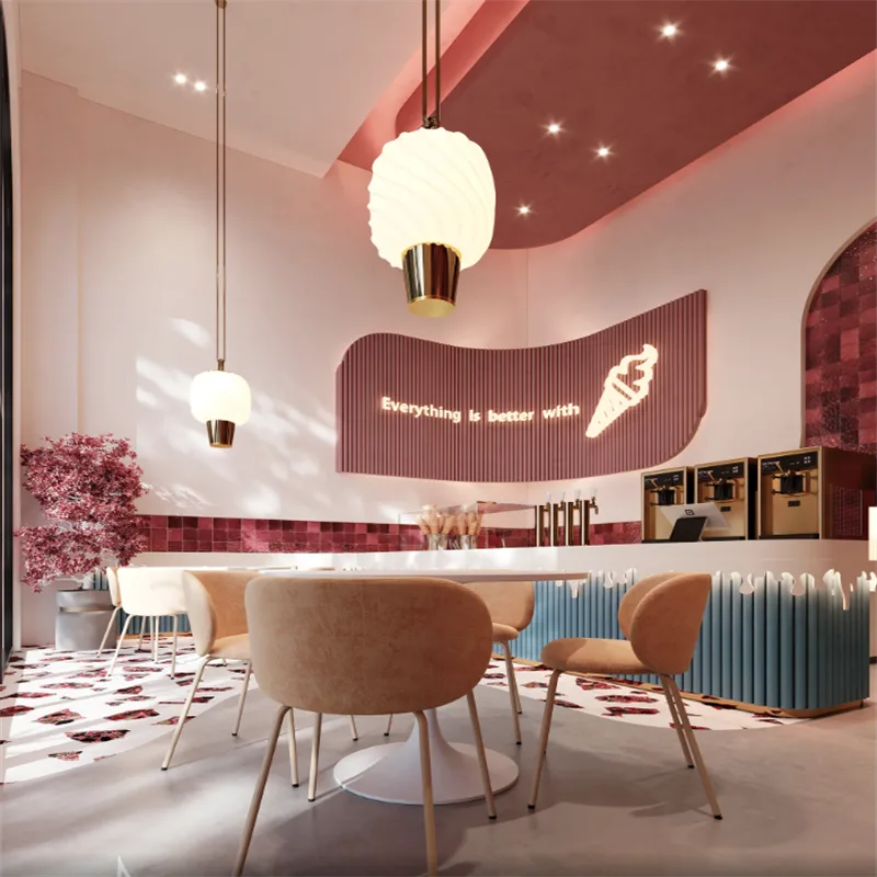 Ice Cream Shop Design | Frozen Yougrt Gelato Store Displays Counters – Cute pink ice cream shop furniture design dreamy Itali