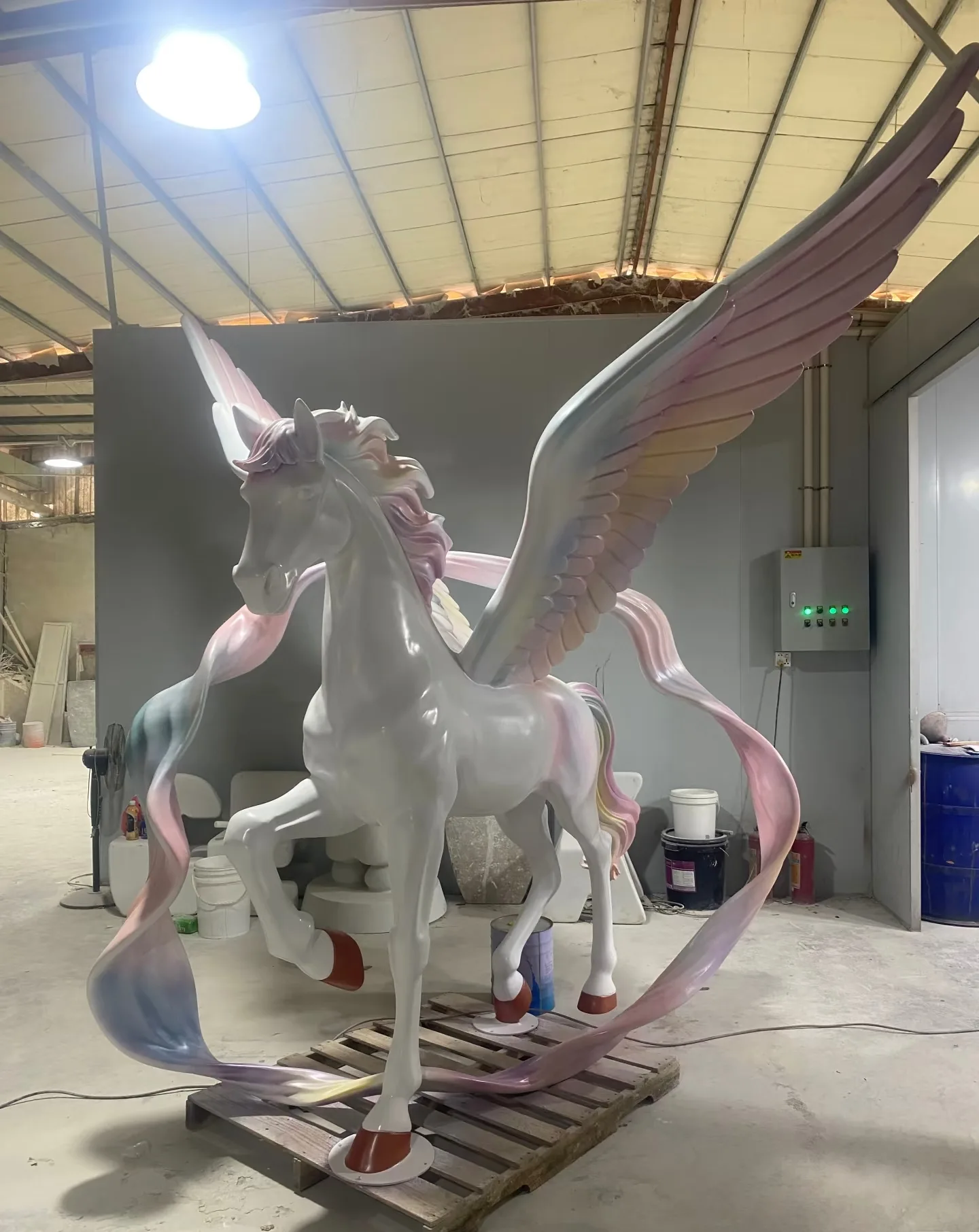 Gradient Pegasus Fiberglass Sculpture | Art Ornament for Commercial Space
