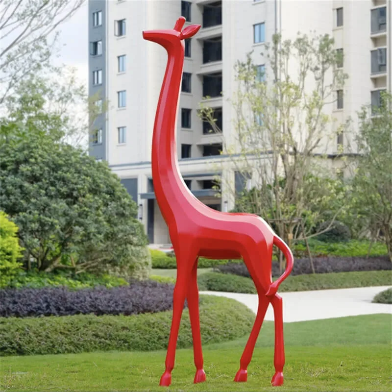 Outdoor Colorful Abstract Giraffe Fiberglass Sculpture | Popular Photo Decor for Parks and Residential Areas