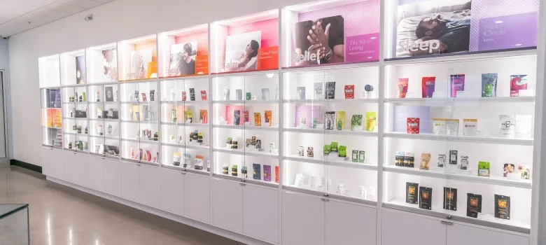 cannabis display cabinet Cannabis Dispensary Display Cabinets Wall Display Solution – custom retail display image 9
