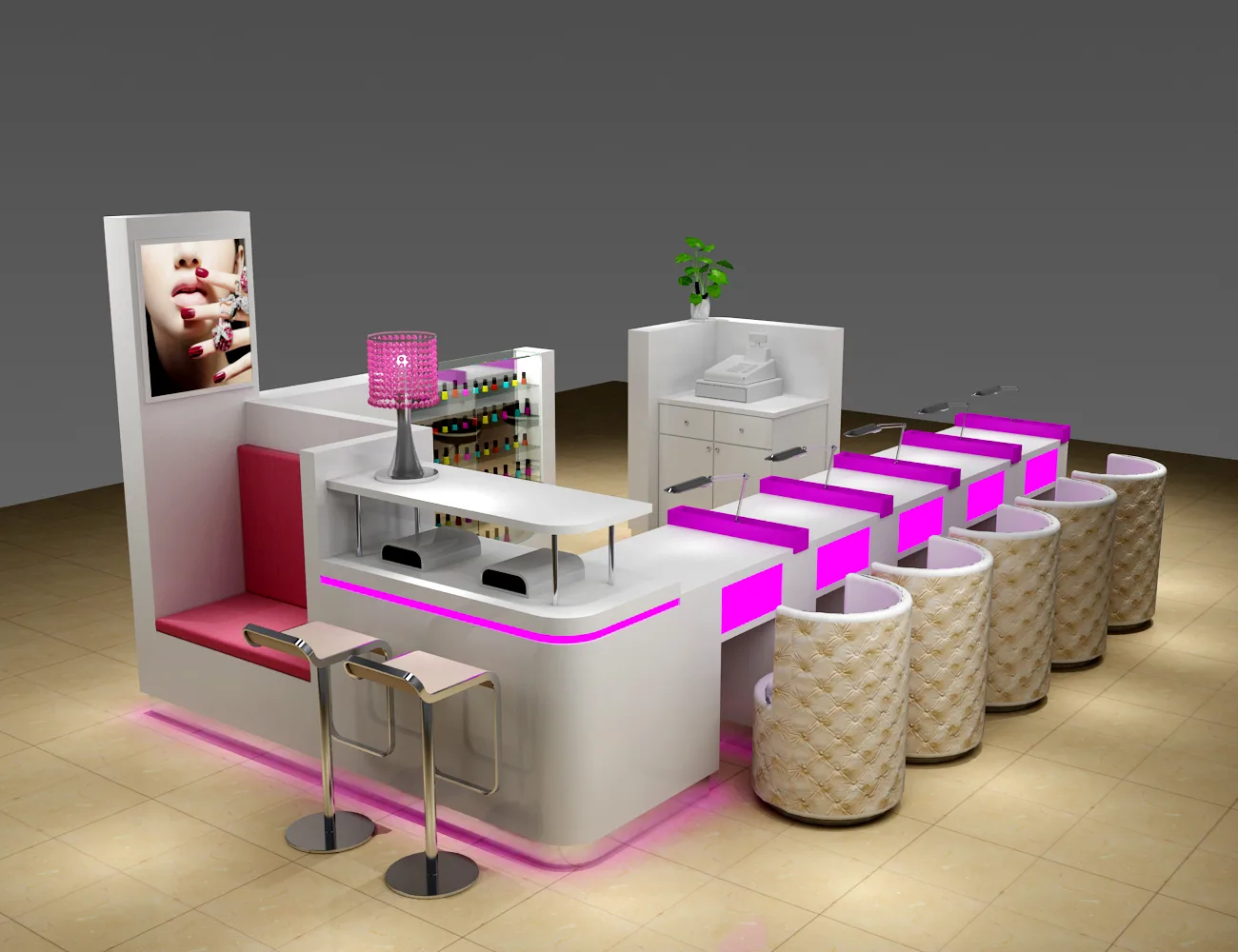 Nail Kiosk Nail Booth For Sale – Exquisite and charming nail kiosk custom 15x15ft salon booth factory direct sales image 10