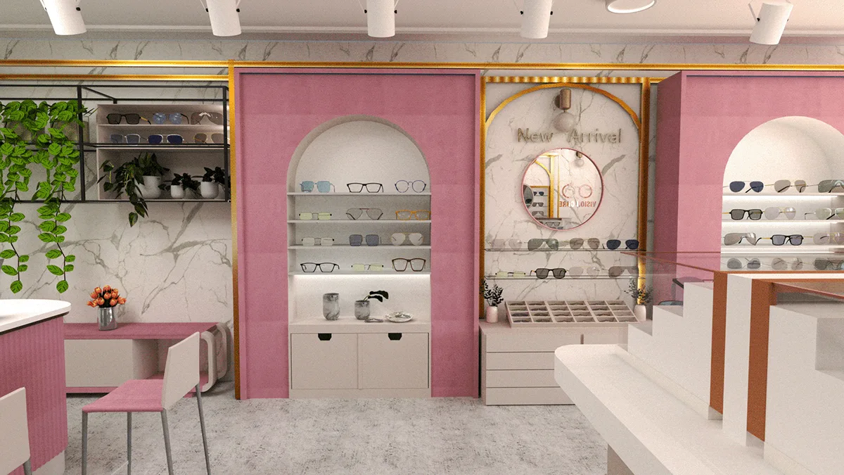 Optical Shop Design, Store Fixtures Furniture – Space-Optimized Glasses Counter for High-Traffic Retail Areas image 12