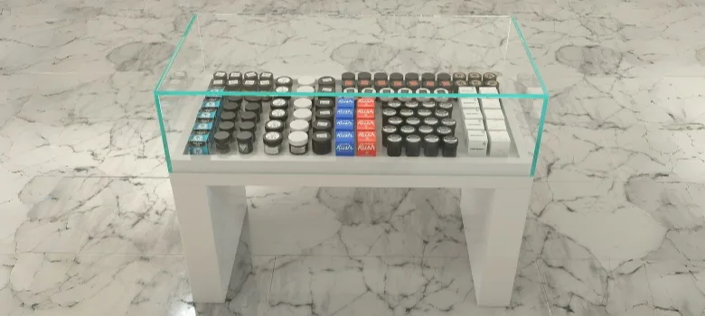 Cannabis Display table Cannabis Dispensary Display Table Tabletop Showcases – custom retail display image 9