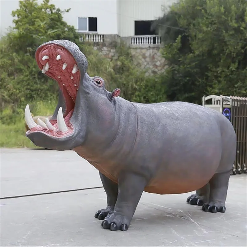 Large Hippo Statues Sculptures For Garden Decor – custom retail display image 5