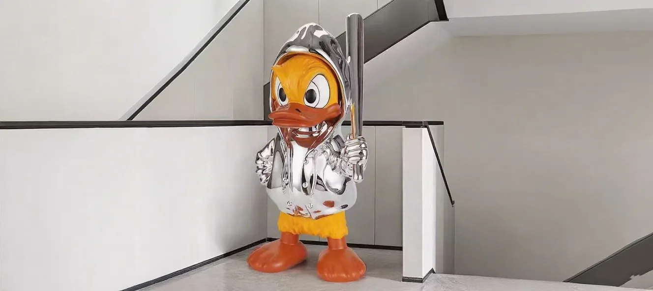 Donald Duck Fiberglass Statue Life Size Donald Duck Statue | Customizable Fiberglass Art – custom retail display image 4