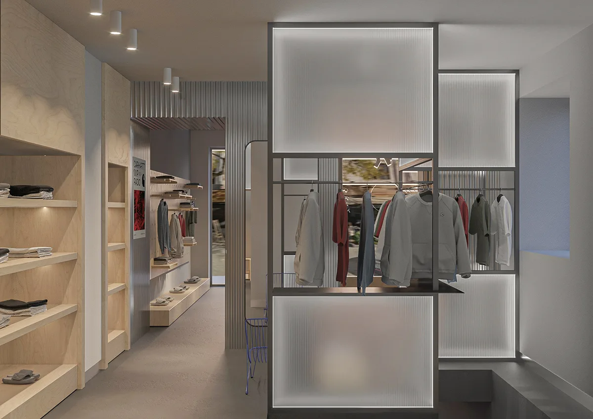 Men s Clothing Store Design, Displays Decor – Stylish Men’s clothing Store Interior Design Clothing Display Rack image 5