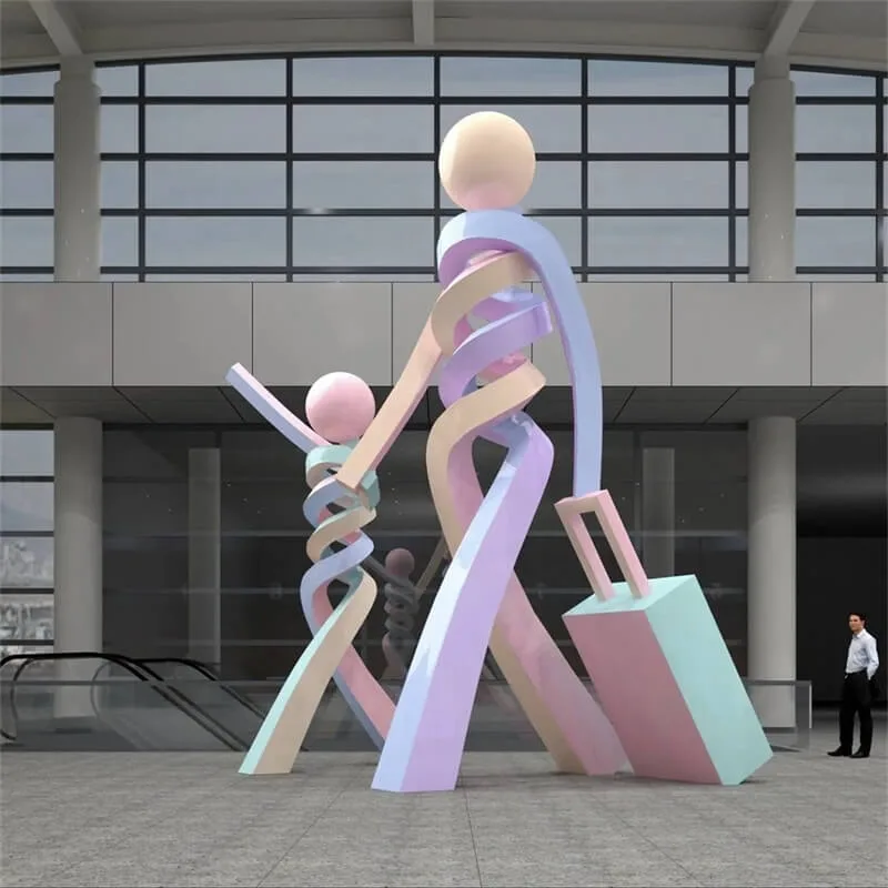 Outdoor Colorful Line Abstract Sculpture | Fiberglass Abstract Figure or Animal Sculpture for Commercial Decoration