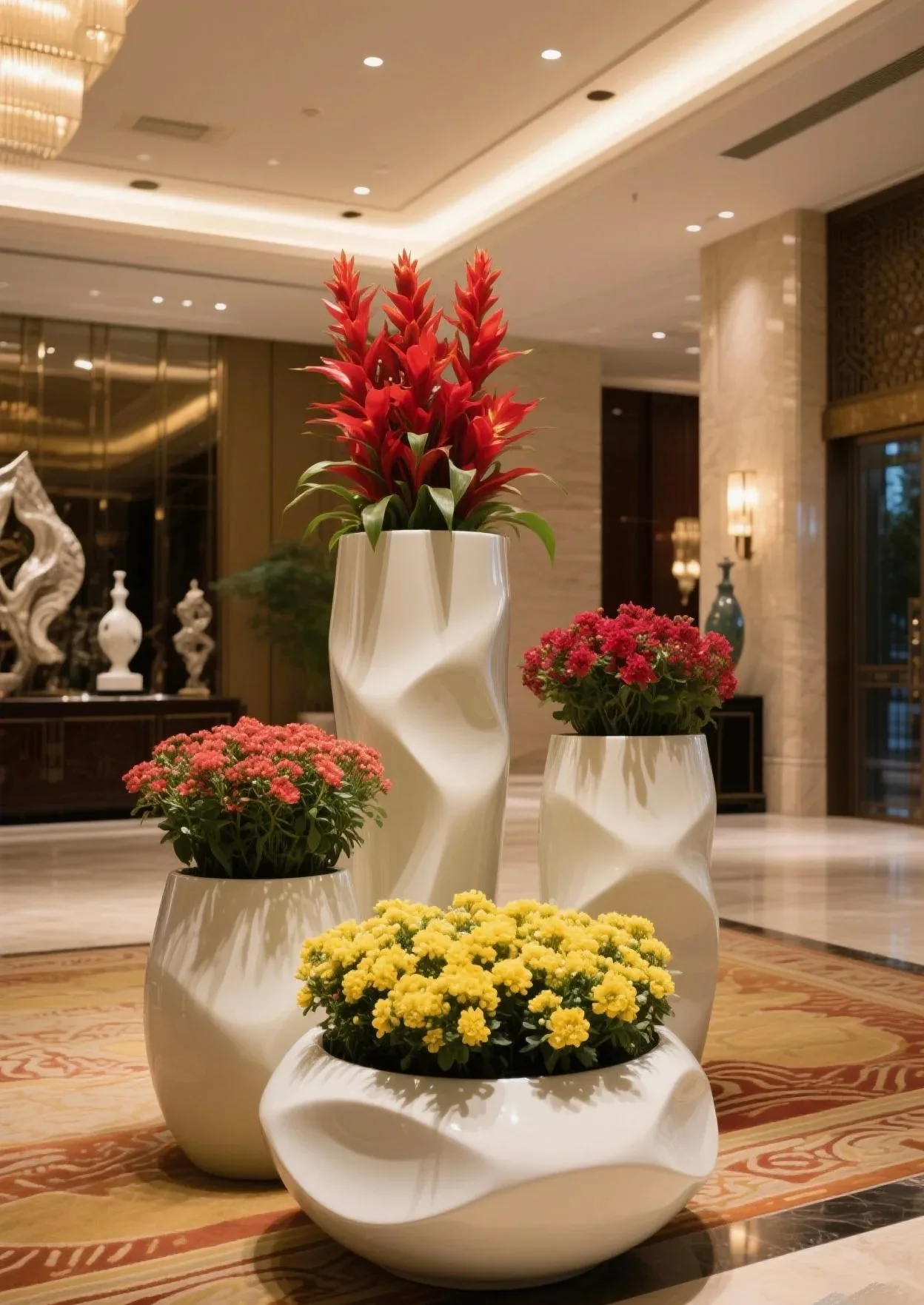 Round Fiberglass Planter Stands Flower Pots | Large Tall – custom retail display image 22