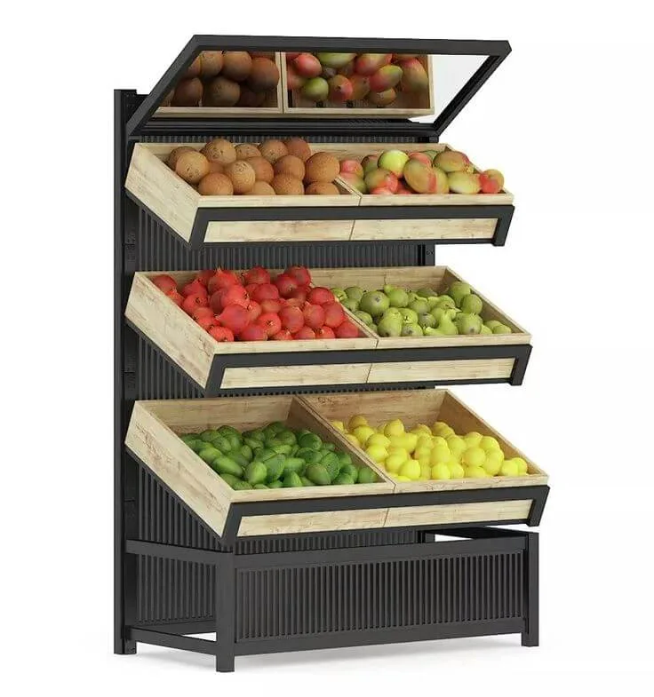 Tired Fruit Veg Display Stands for Shop | Wood Metal Shelves – custom retail display image 19