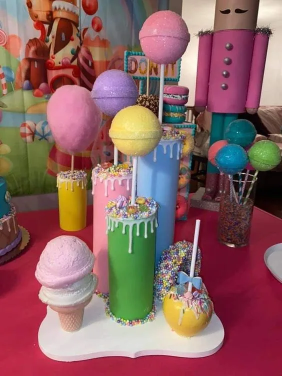 Oversized Lollipop Fiberglass Sculpture for Candy Party & Bakery Decor