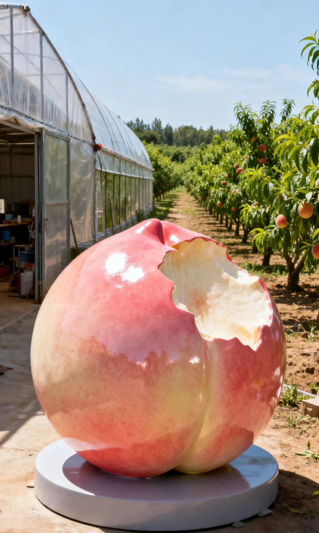 Giant Peach Statues Sculptures For Sale – custom retail display image 1