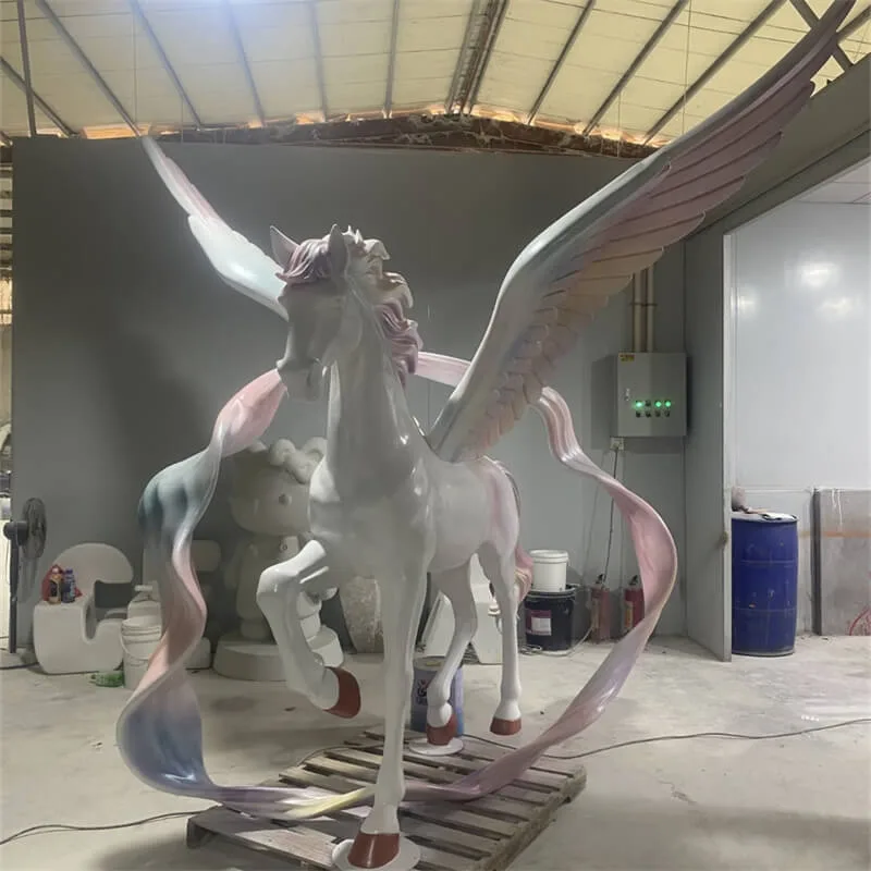 Dreamy Gradient Wing Fiberglass Pegasus Sculpture | Viral Aesthetic Pegasus Sculpture, Custom Landscape Decor for Malls and Scenic Spots
