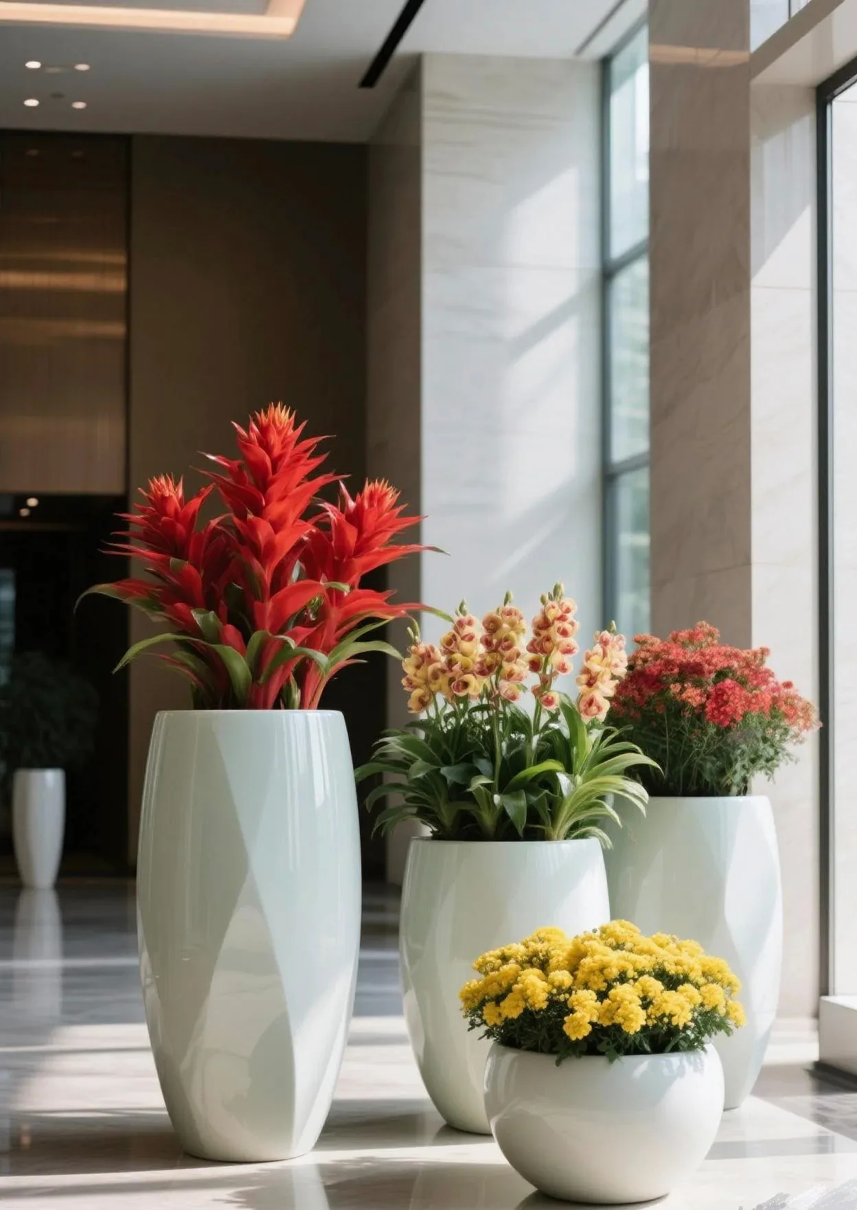 Round Fiberglass Planter Stands Flower Pots | Large Tall – custom retail display image 21