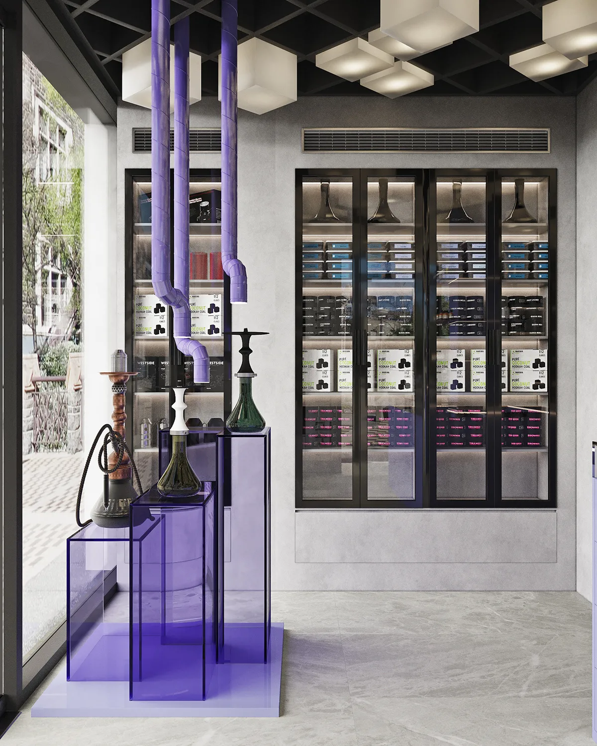 Tobacco Shop Design | Cigarette Displays Store Fixtures – New design for E-cigarette store vape display showcase custom Tobac