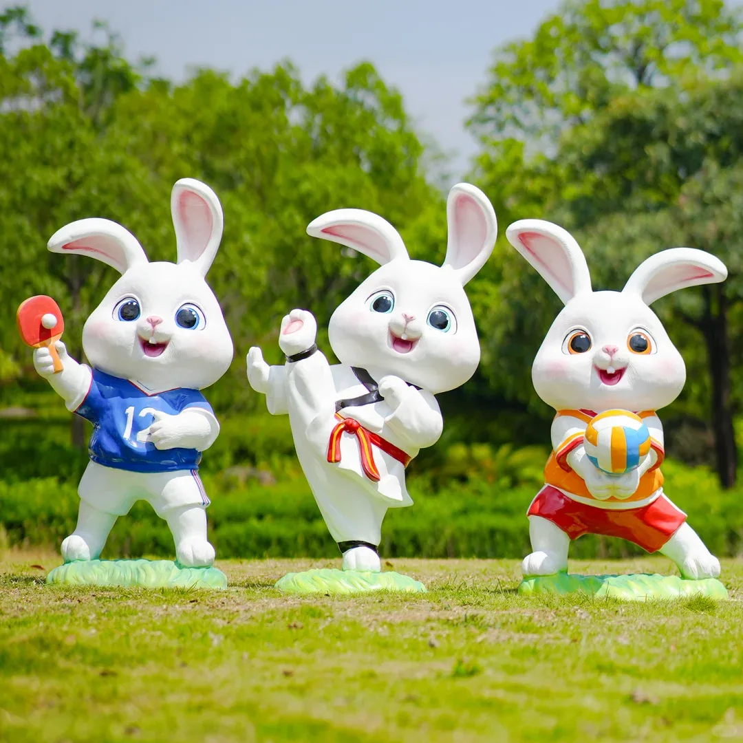 Large Rabbits Bunny Sculptures For Garden | Fiberglass – custom retail display image 14