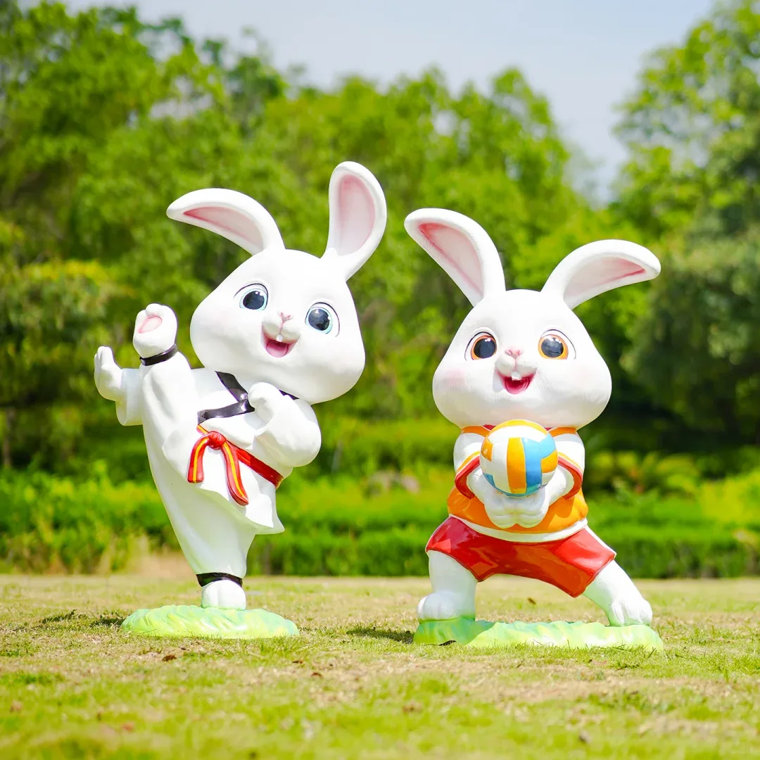 Large Rabbits Bunny Sculptures For Garden | Fiberglass – custom retail display image 15