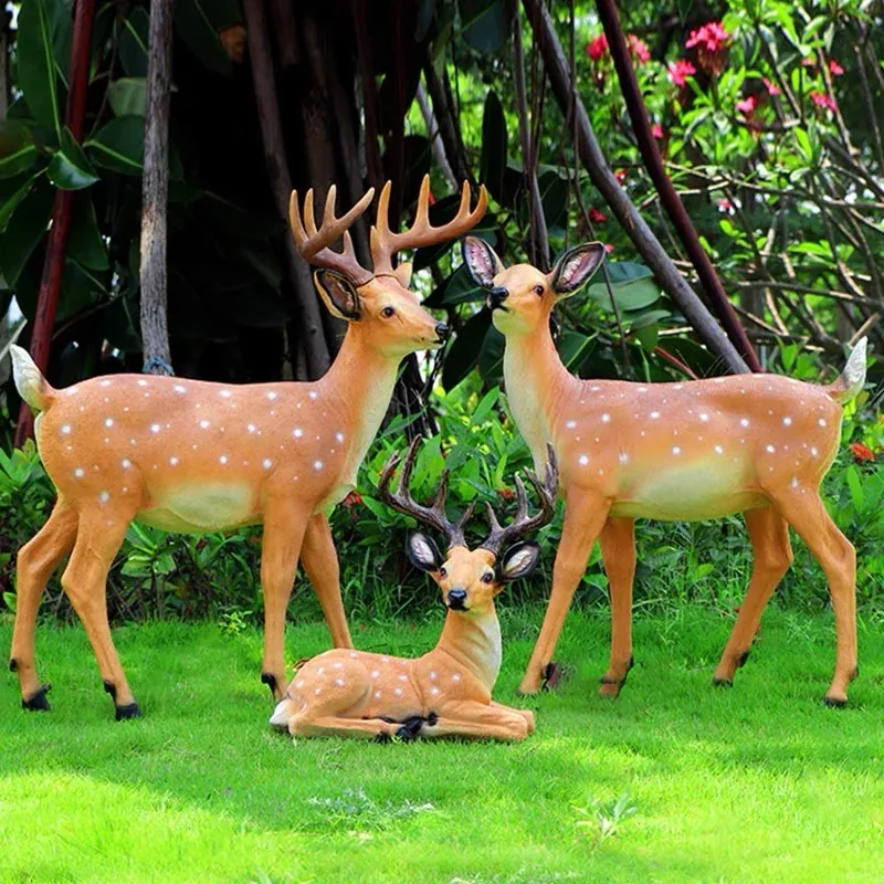 Sika Deer Fiberglass Sculpture for Scenic Spot Outdoor Landscape Arrangement