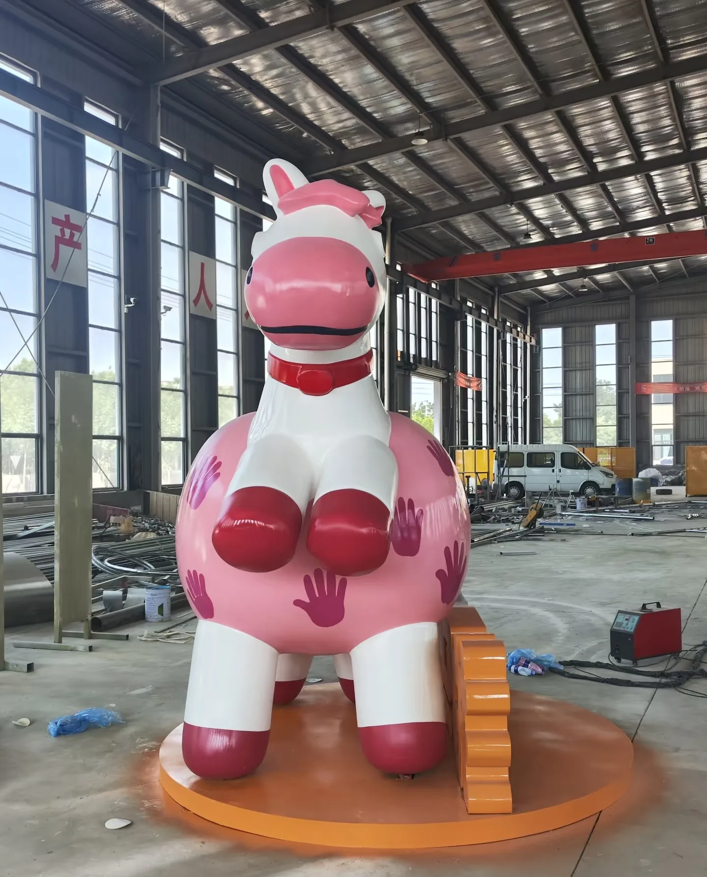 Custom Fiberglass Cartoon Horse Sculpture | Large Outdoor Public Art