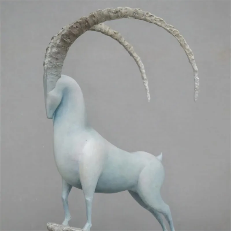 Artistic Abstract Fiberglass Goat Sculpture | Luxury Animal Goat Sculpture, Custom Landscape Decor for Yards and Sales Centers
