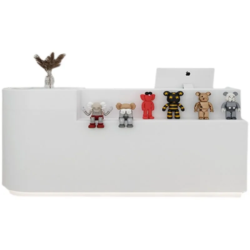 Office Reception Desk Counters | White,Wood Stone – custom retail display image 110