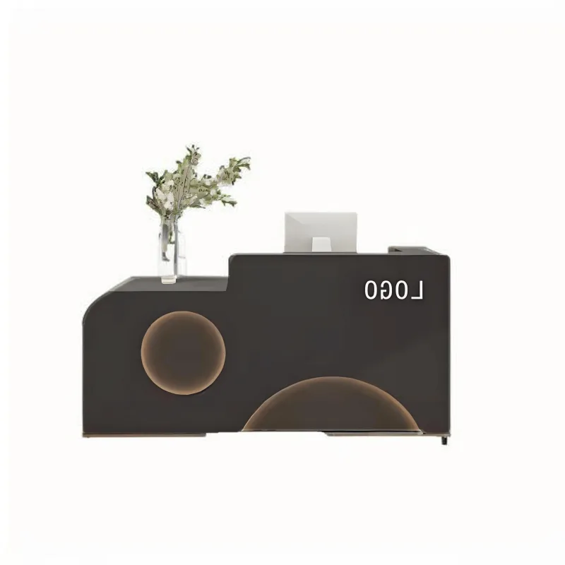Office Reception Desk Counters | White,Wood Stone – custom retail display image 78