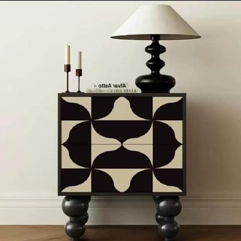 Classic black and white storage cabinet design bedside table for sale