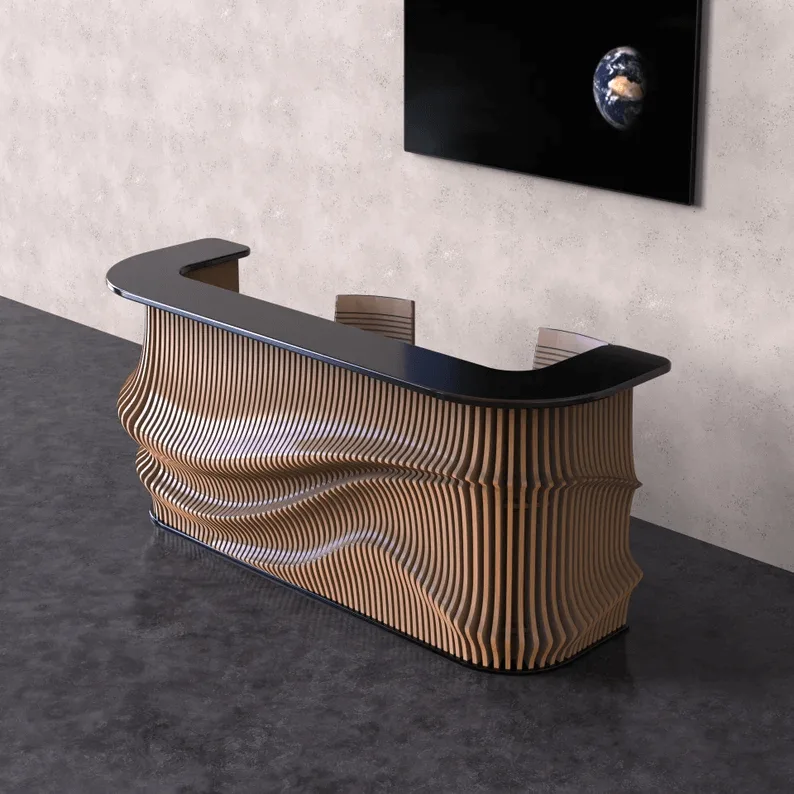Office Reception Desk Counters | White,Wood Stone – custom retail display image 25