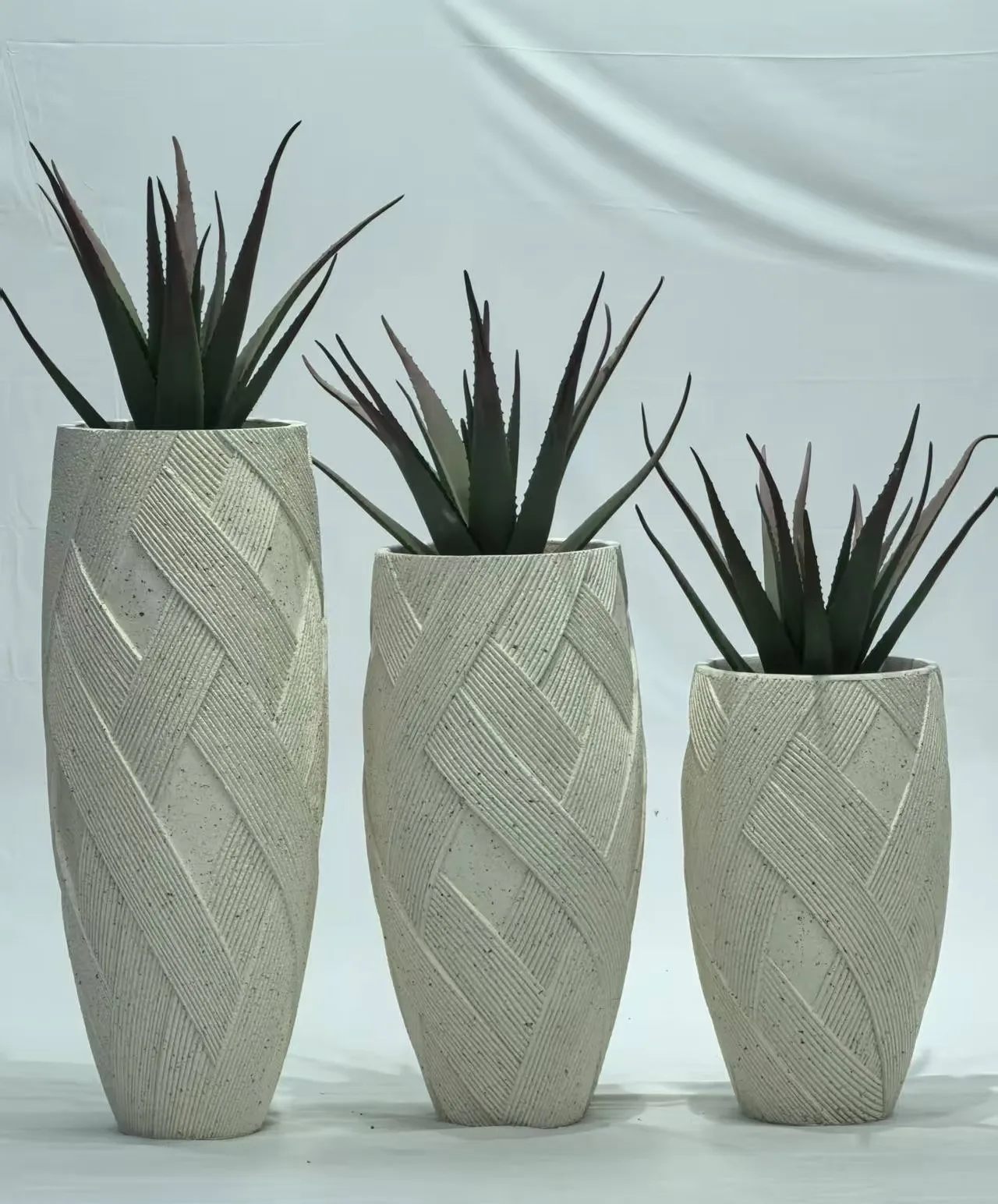 Outdoor Large Fiberglass Planters Pots | Rectangular Round – custom retail display image 26