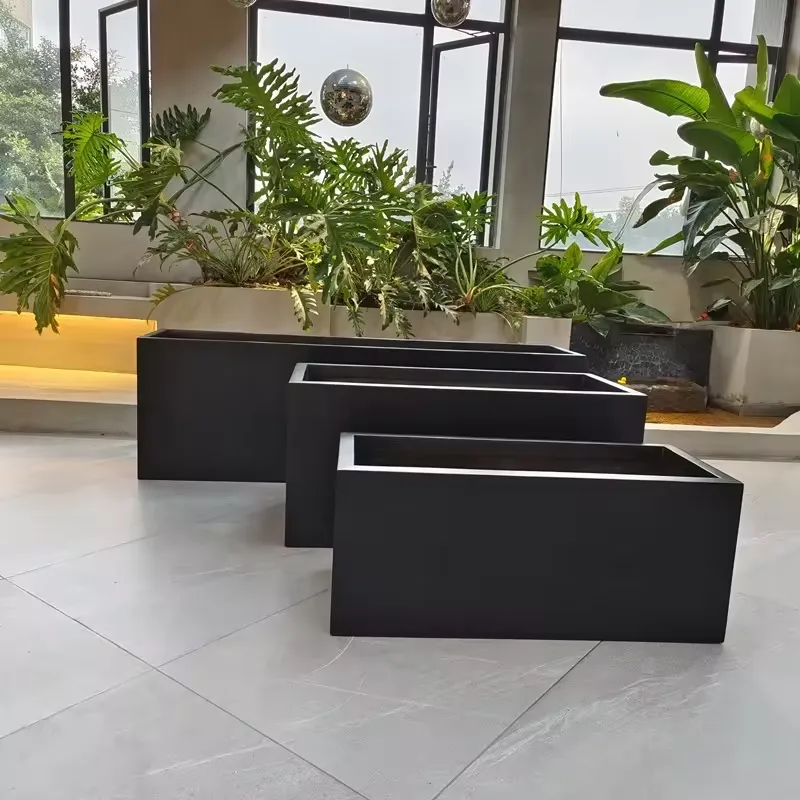 Outdoor Fiberglass Planter Outdoor Large Fiberglass Planters Pots | Rectangular Round – custom retail display image 31