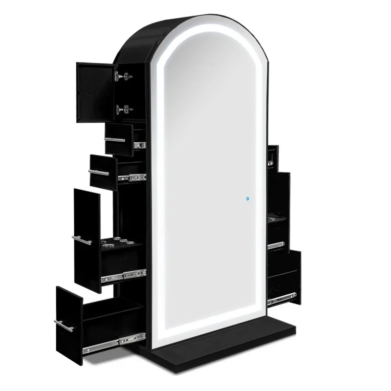 Simple stylish barber station double side mirror salon furniture on sale — view 2