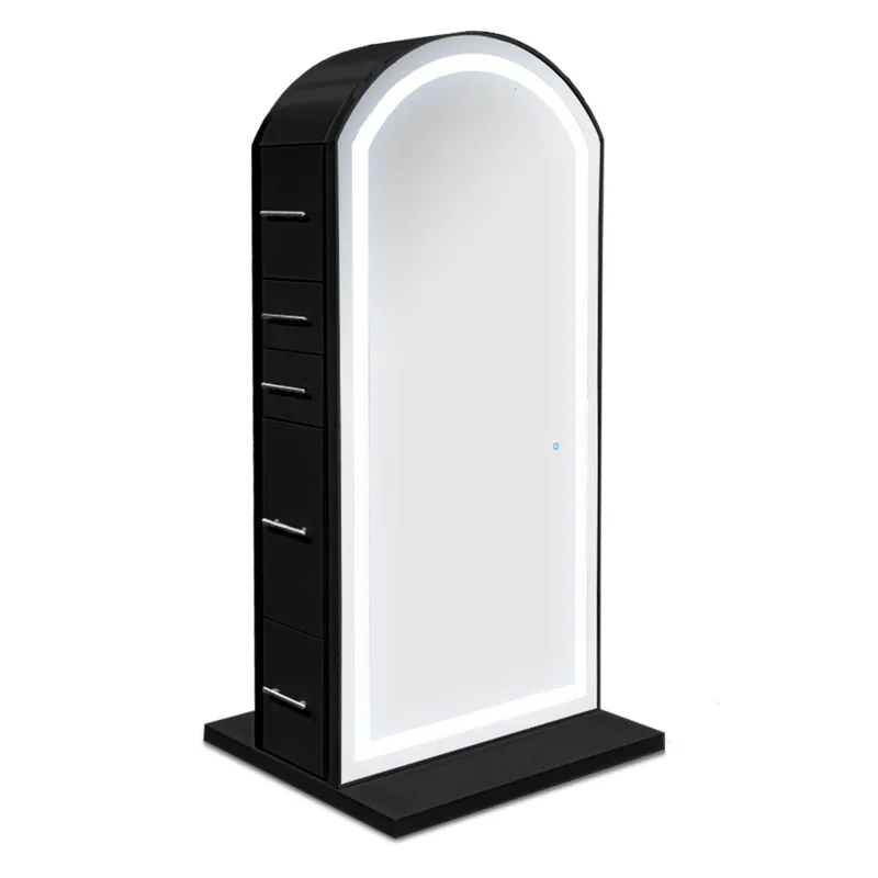 Simple stylish barber station double side mirror salon furniture on sale