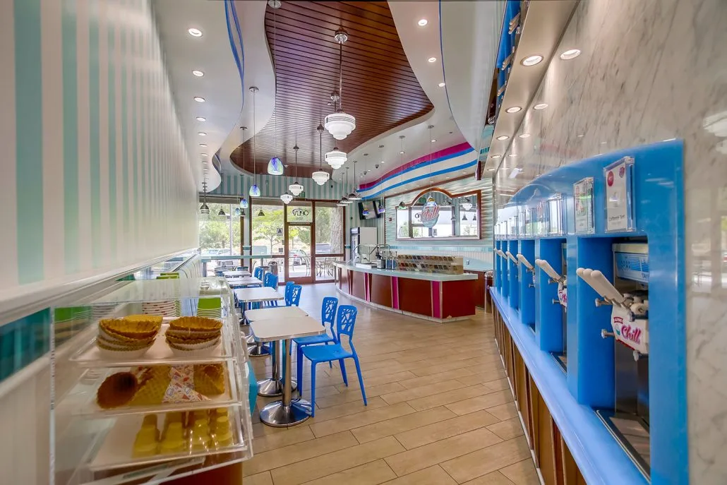Ice Cream Shop Design | Frozen Yougrt Gelato Store Displays Counters – Cute pink ice cream shop furniture design dreamy Itali
