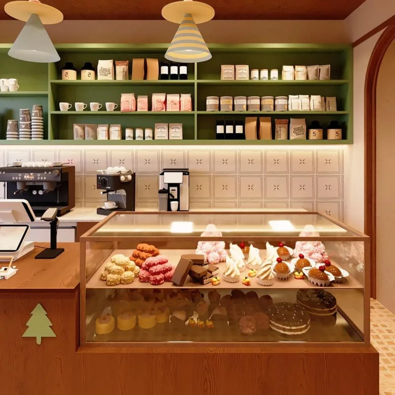 Bakery Counters | Cakes, Pastry Bread Shop Counter – Mall Bakery Kiosk Food Display Counter image 44