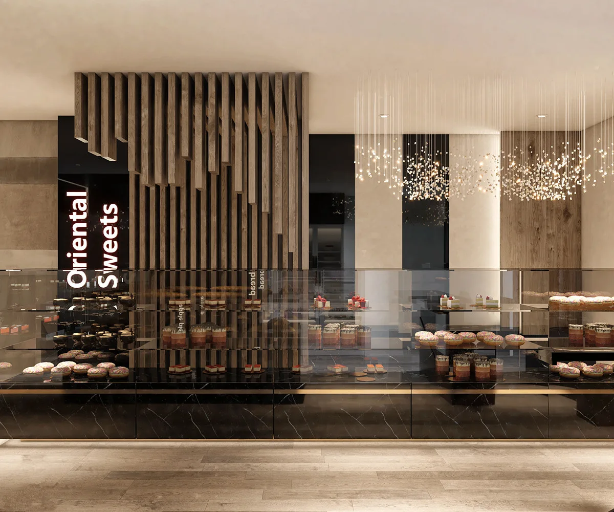 Restaurant Design | Custom Food Shop Displays Counters – Luxury Bakery Shop Interior Design image 1