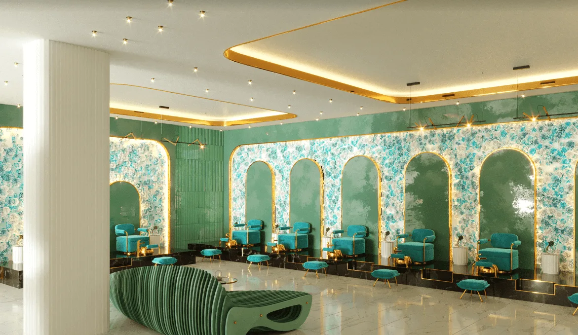Noble Royal Green Beauty Shop Design Charming Beauty Shop Design