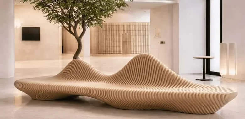 Custom Parametric Bench For Sale | Wooden Curved Design – custom retail display image 26