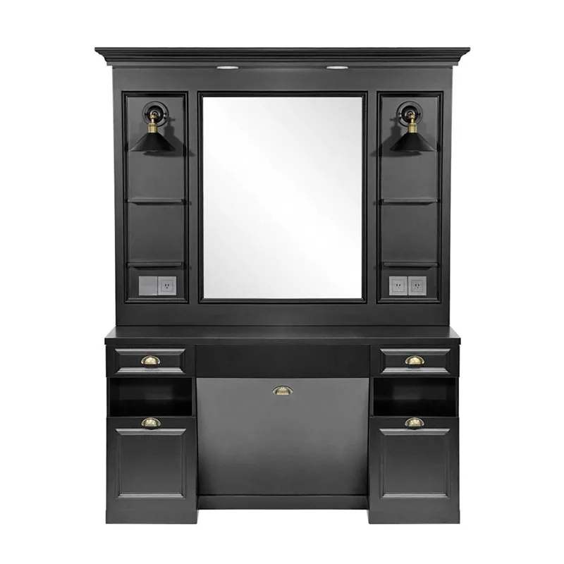 Black high-end barber station beauty salon shop furniture design