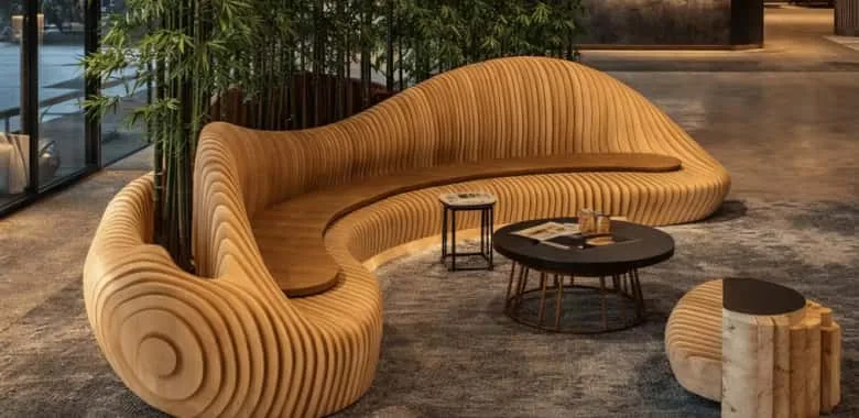 Custom Parametric Bench For Sale | Wooden Curved Design – custom retail display image 27