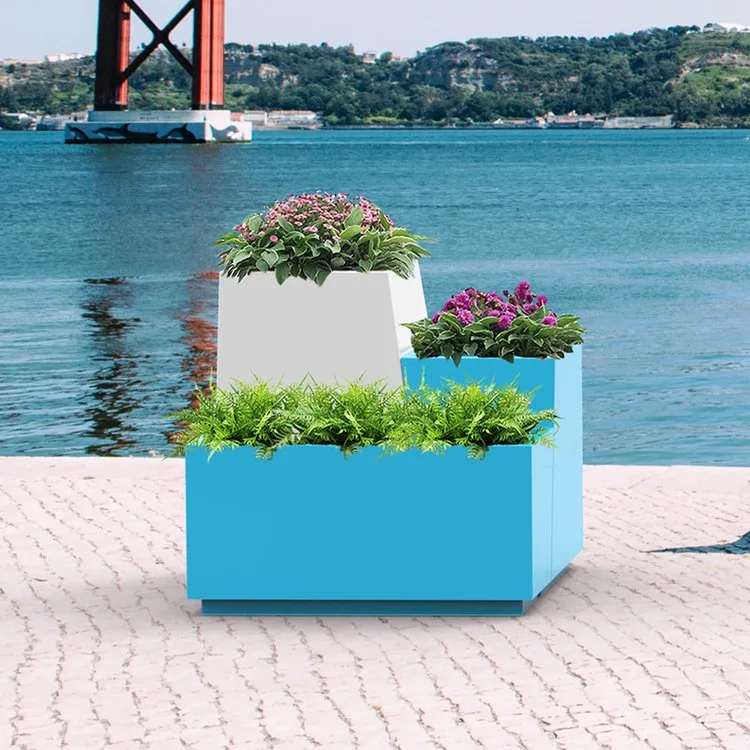 Outdoor Large Fiberglass Planters Pots | Rectangular Round – Outdoor Square Fiberglass Modular Planter & Flower Pots image 5