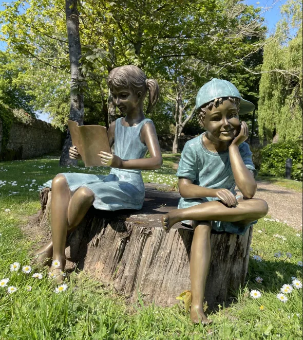 Bronze Children Statues For Sale | Life Size Garden Sculpture – custom retail display image 9