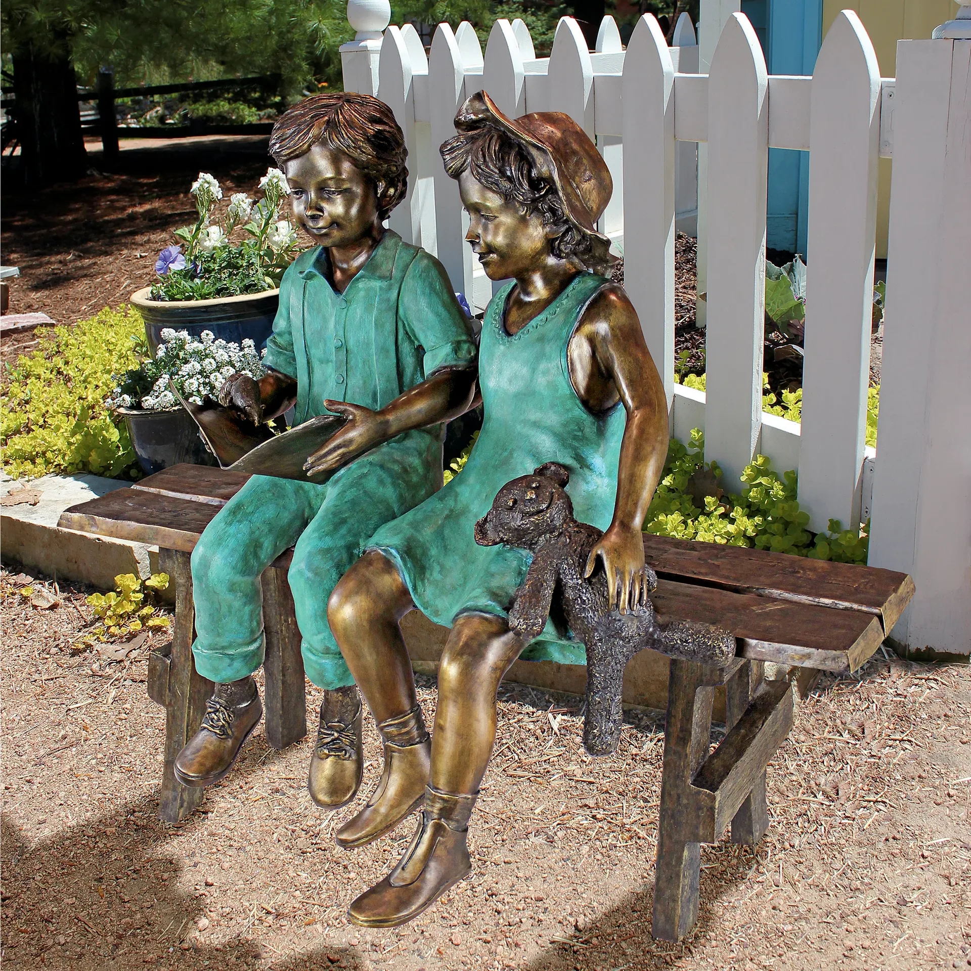 Bronze Children Statues For Sale | Life Size Garden Sculpture – custom retail display image 2
