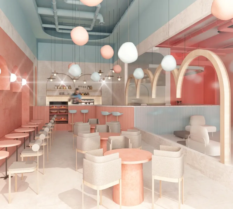 Dream Bubble tea shop interior design sweet dessert shop and pastry display furniture with factory price