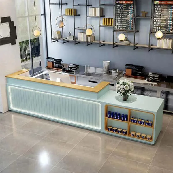 Restaurant Bar Counter For Sale | Wood, Metal Marble – Tea Shop Counter image 3