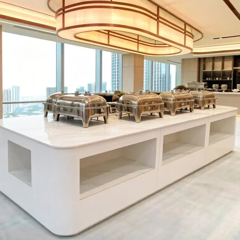 Buffet Counter | Hotel Banquet Counter For Sale – Modular L-Shaped Hotel Banquet Buffet Counter With Built-In Live Cooking St