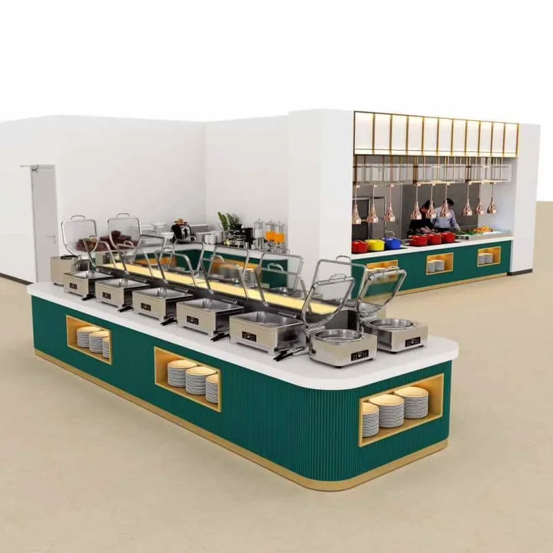 Buffet Counter | Hotel Banquet Counter For Sale – Modular L-Shaped Hotel Banquet Buffet Counter With Built-In Live Cooking St